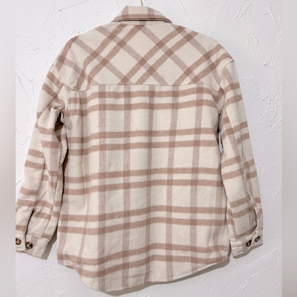 Thread & Supply Women's Plaid Button-Up Light Pink White Shirt Jacket Sz XS - Picture 12 of 14